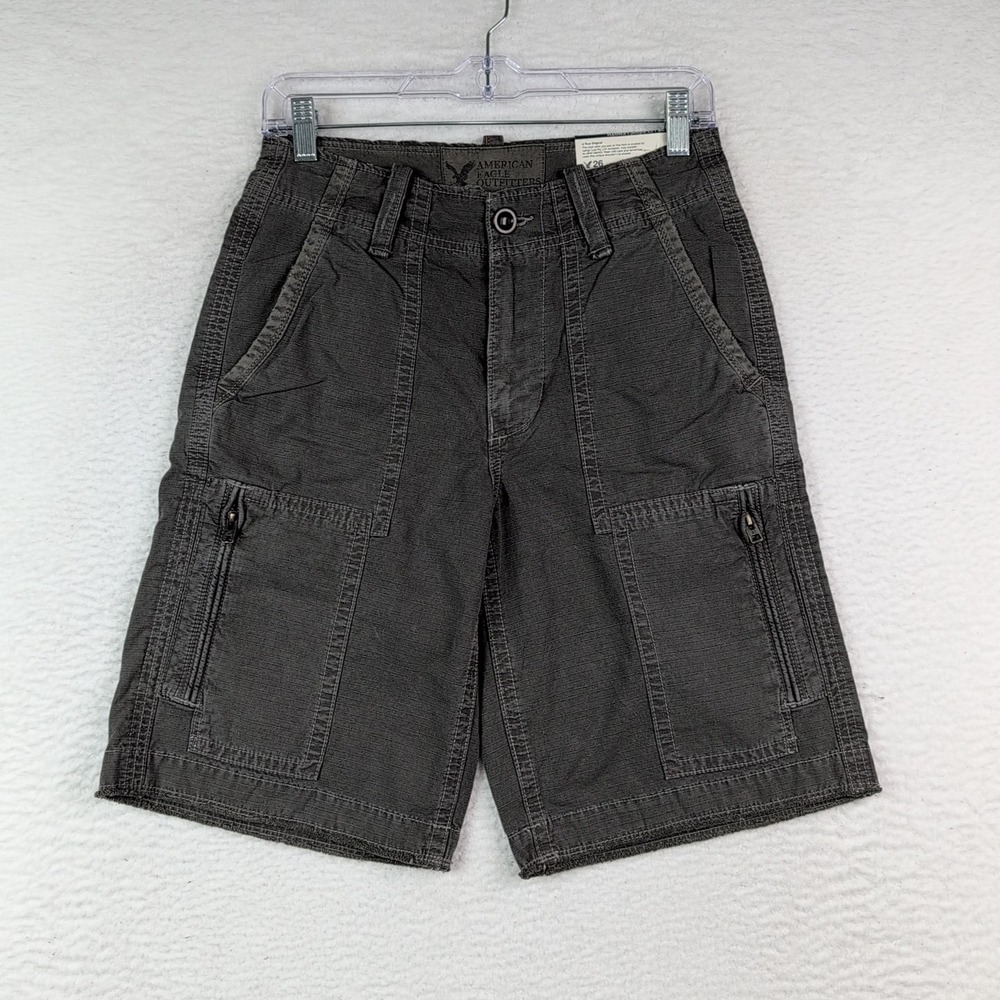 NWT American Eagle Cargo Shorts Men's 26 Gray Ripstop Y2K Classic Length